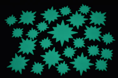 25 Piece Glow in The Dark Aqua Star Bursts Wall Ceiling Decor